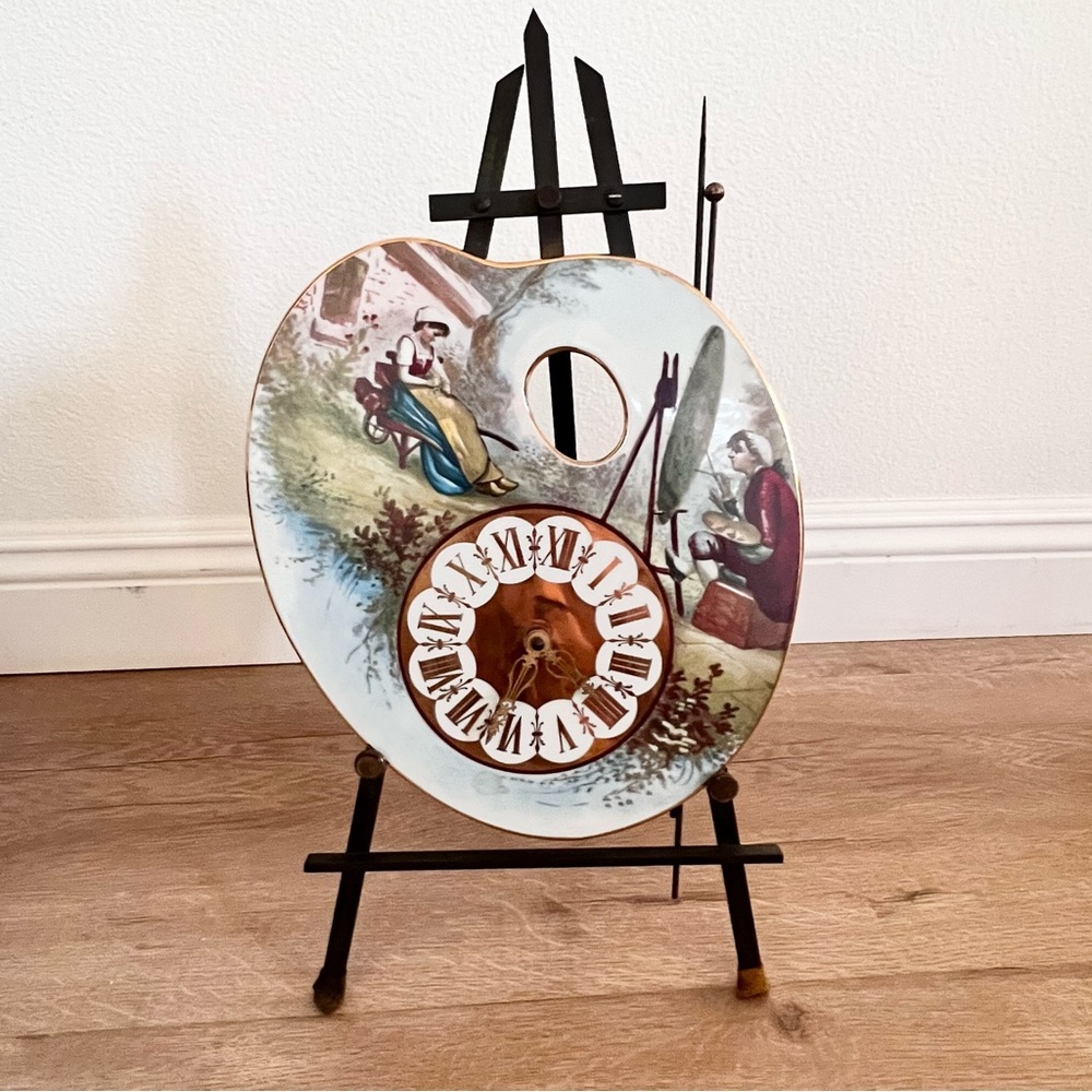 1980 Limited Edition John A. Mies Porcelain Pallet Clock &‎ Easel Untested Vtg